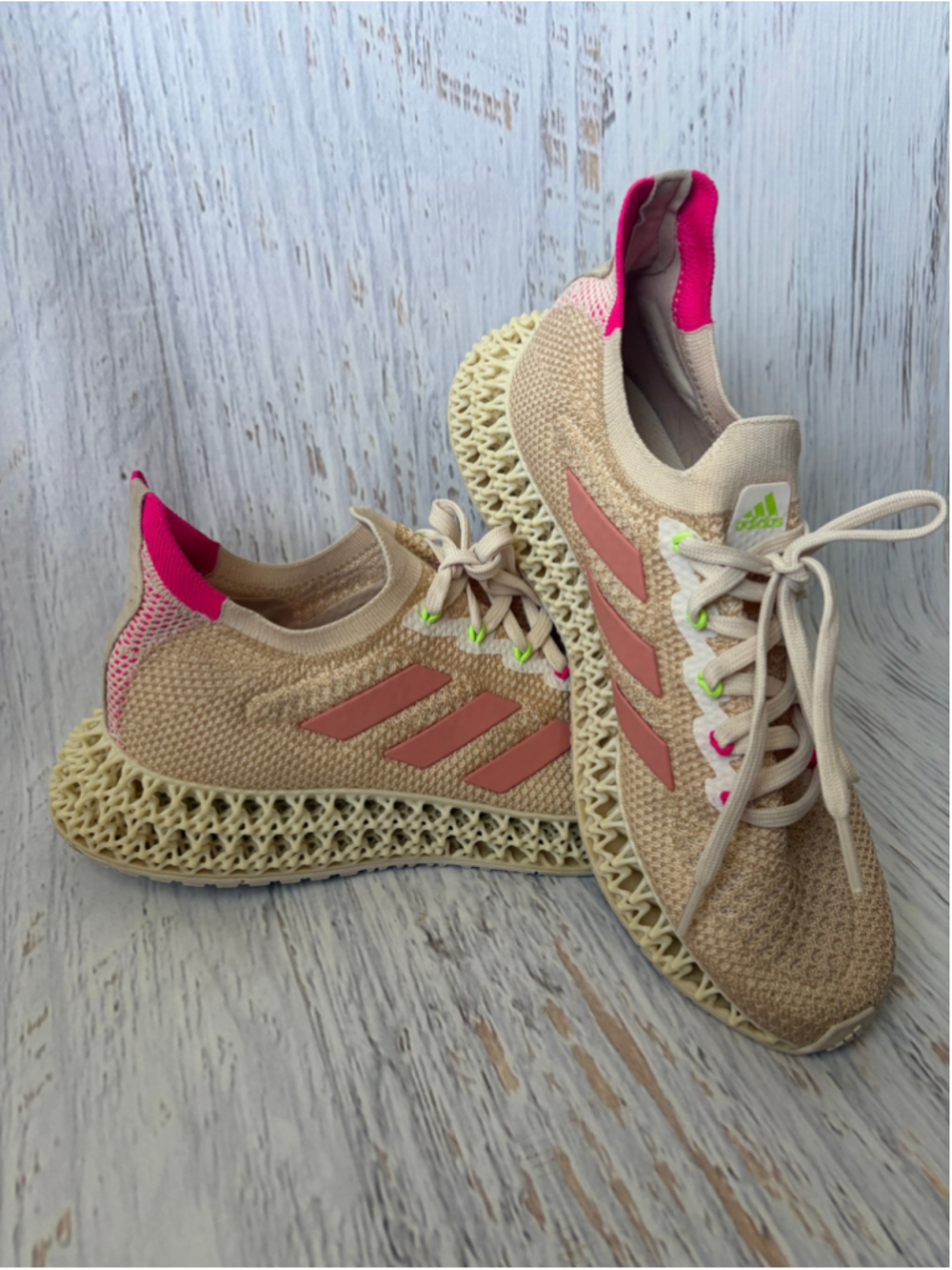 Women's Adidas 4D Sneakers Beige and Pink Size 9